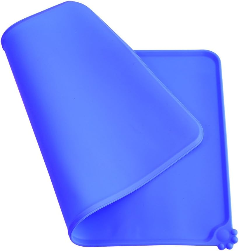 Silicone Waterproof Dog Cat Pet Feeding Mats, Non Slip Pet Dish Bowl Feed Food Water Placemat, Easy Clean Pet Dog Cat Bowl Mats Placemat(Blue) image number 3