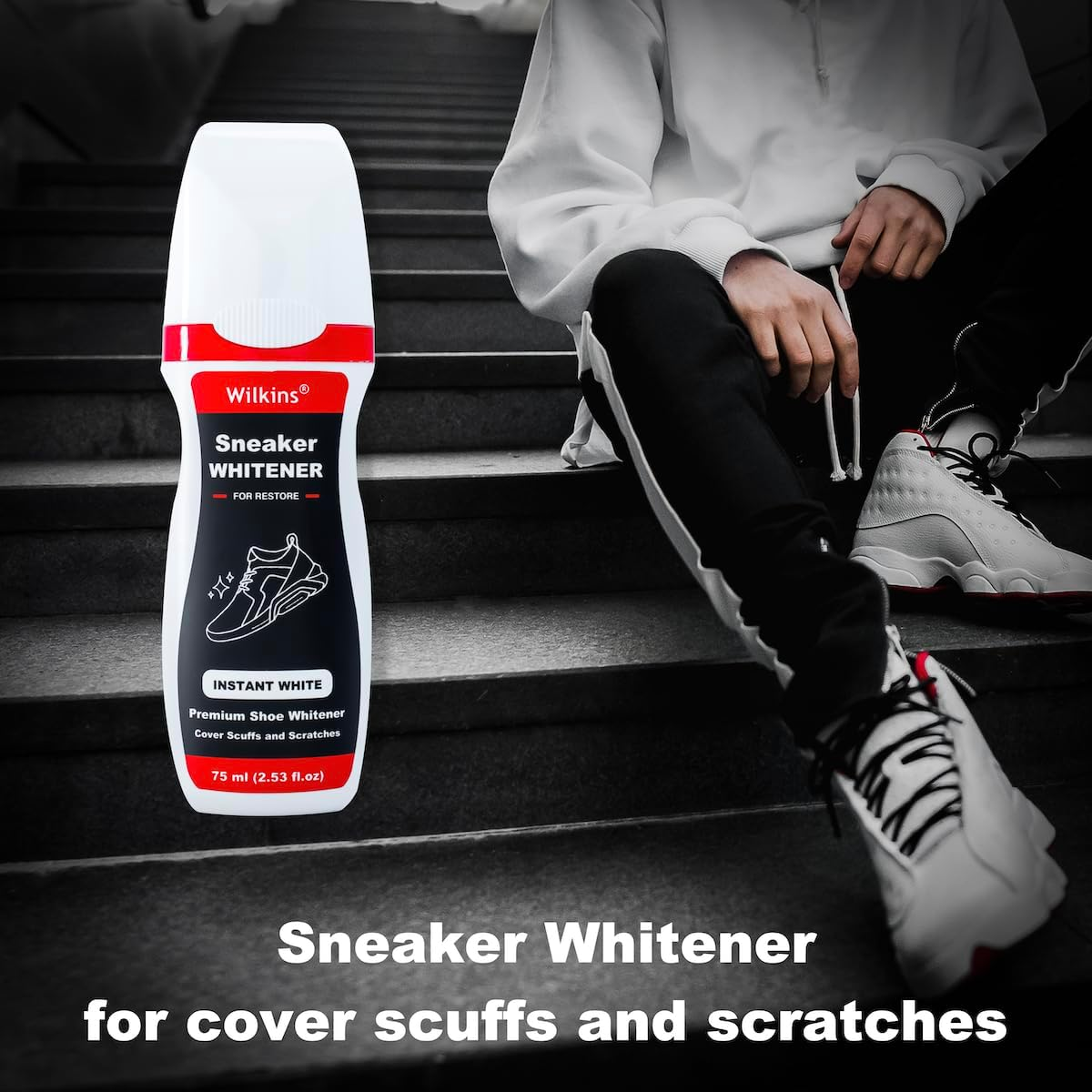 Wilkins Sneaker Whitener for Shoes - Restore Whiteness on Canvas, Leather, Foam and Rubber (2.53 Fl Oz), White, Medium image number 1