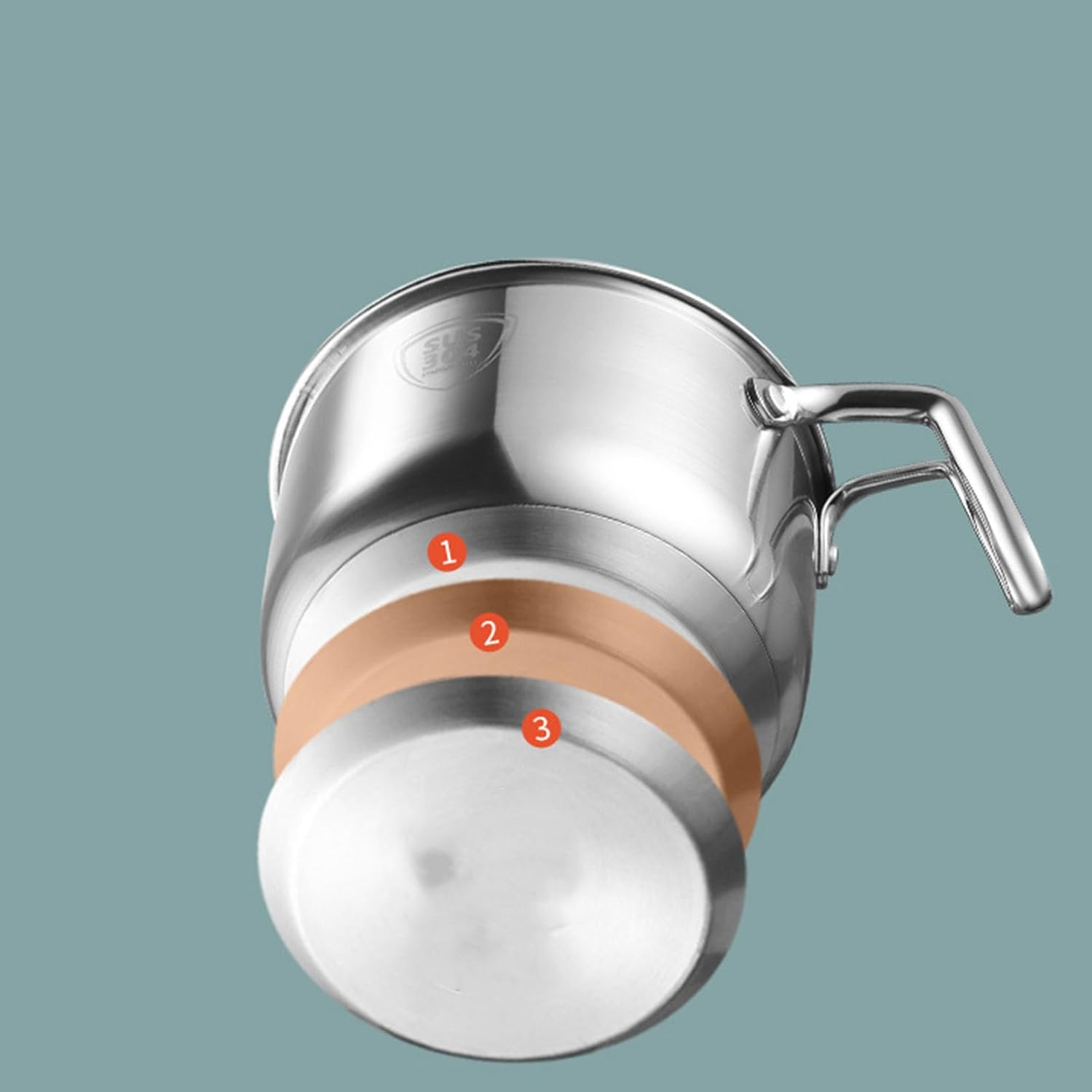 Omabeta Pack of 1 Stainless Steel Sauce Pan with Glass Lid and Handle, 16Cm Stainless Steel Cooking Pot for 1-2 Person, Thickened Base for Even Heating, Ideal for Home Kitchen and Camping Use image number 5