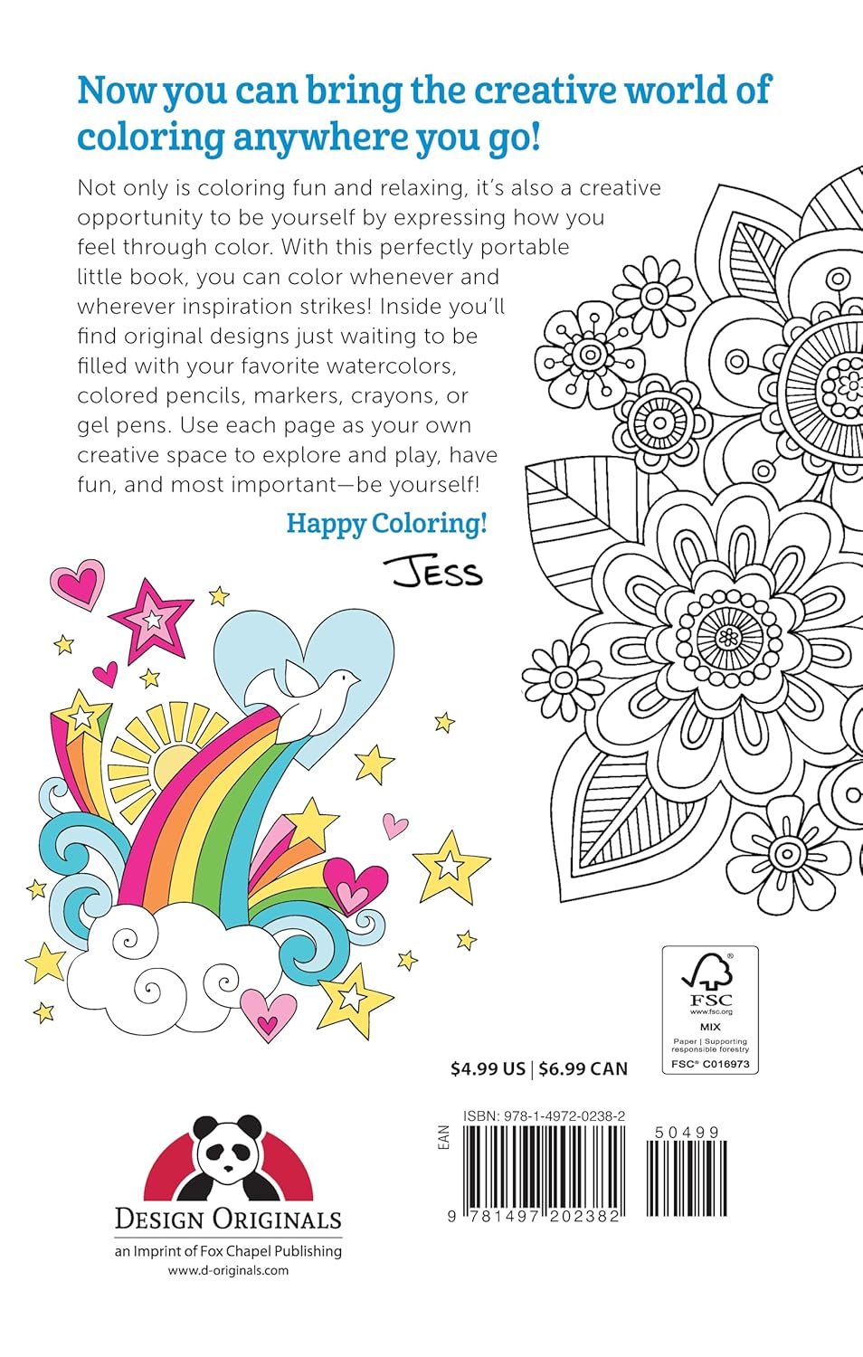 Color Cute Coloring Book: Perfectly Portable Pages (On-The-Go Coloring Book) (Design Originals) Extra-Thick High-Quality Perforated Pages; Convenient 5X8 Size Is Perfect to Take along Wherever You Go image number 2
