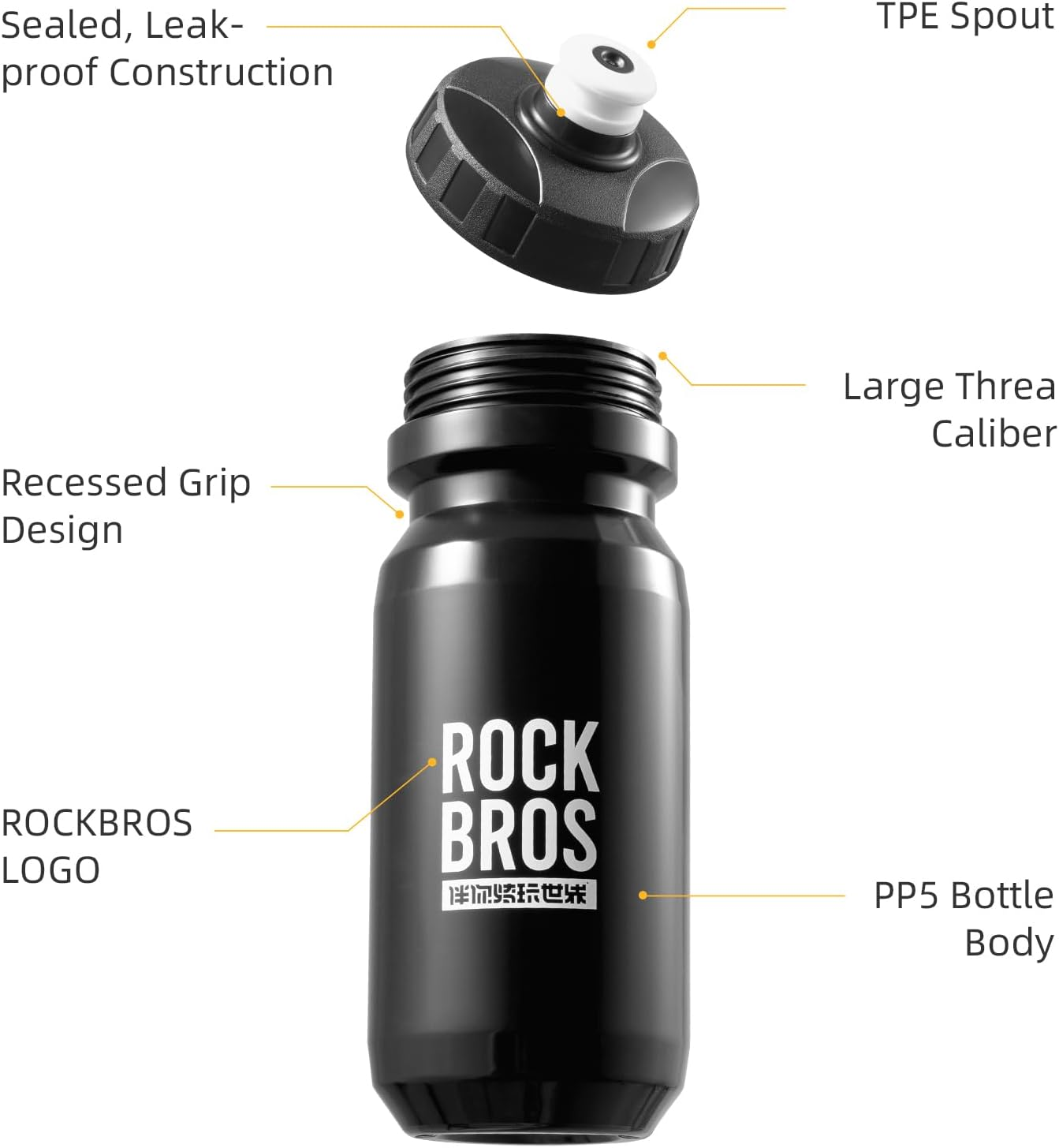 ROCKBROS Bike Water Bottle Squeeze, 20Oz Bicycle Water Bottle, Bpa-Free (Black) - Red image number 7