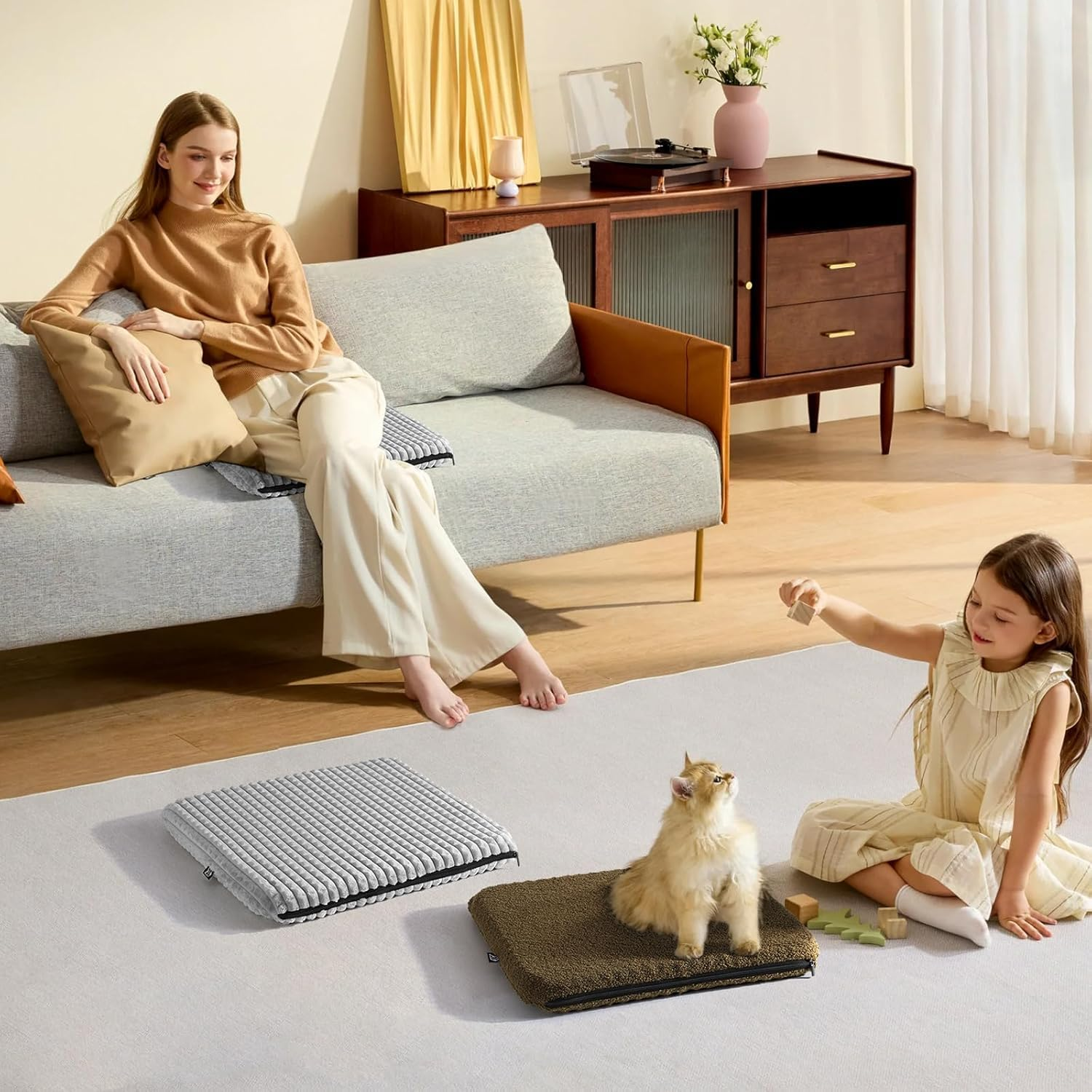 HASA Zone Gel Seat Cushion, Double Thick Breathable Car Seat Cushion for Long Sitting, Back Support Cushion with Warm Cover for Winter Home Office Car Wheelchair & Pet image number 6