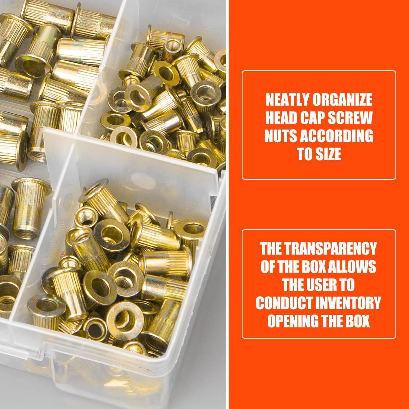 TOPEX Rivet Bolt Steel Rivets Tool Zinc Plated Steel Flange Blind Nutserts Flat Zinc M3 M4 M5 M6 M8 M10 M12 Wuth Storage Case for Belts Wallets Collars Leather DIY Craft Supplies image number 2