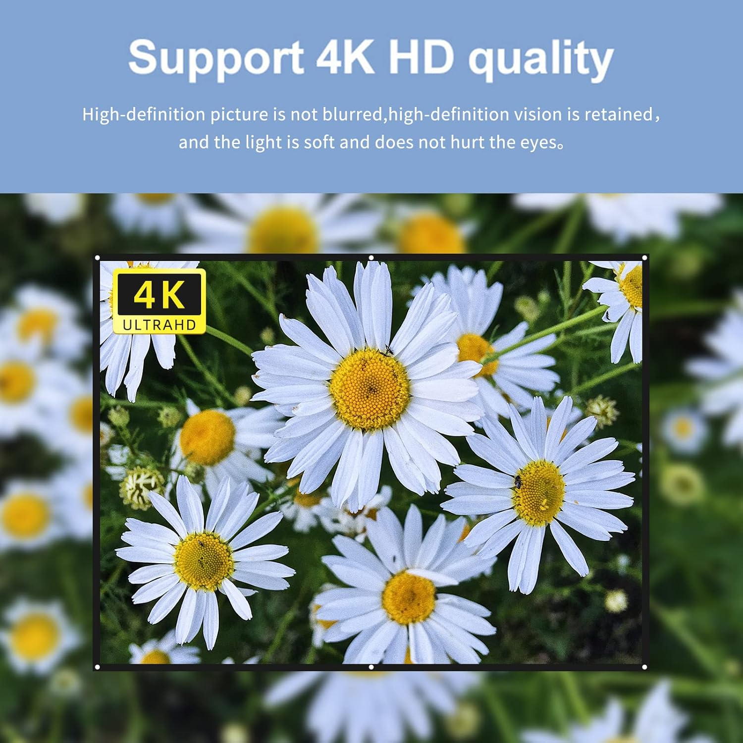 84 Inch Projector Screen 4 3 HD 4K Foldable Portable Sided -Crease Movie with Hooks for Indoor Home Theater Office Meeting image number 4