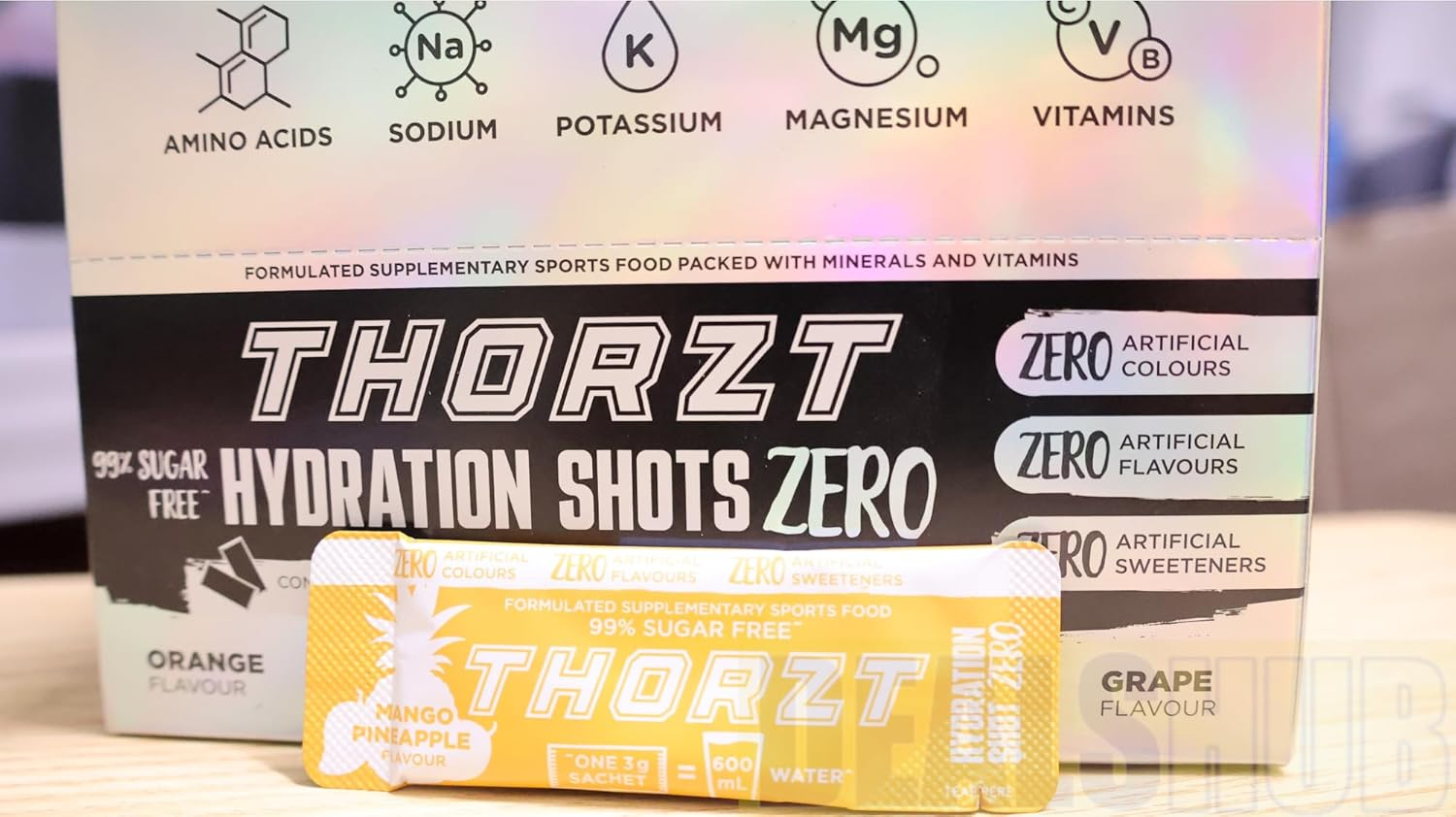 Thorzt Sugar Free Hydration Shot Zero Natural - Pack of 50 Sachets - Electrolyte (MIXED FLAVOURS) - Mango Pineapple - Grape - Orange - Strawberry Watermelon - Wild Berry image number 2