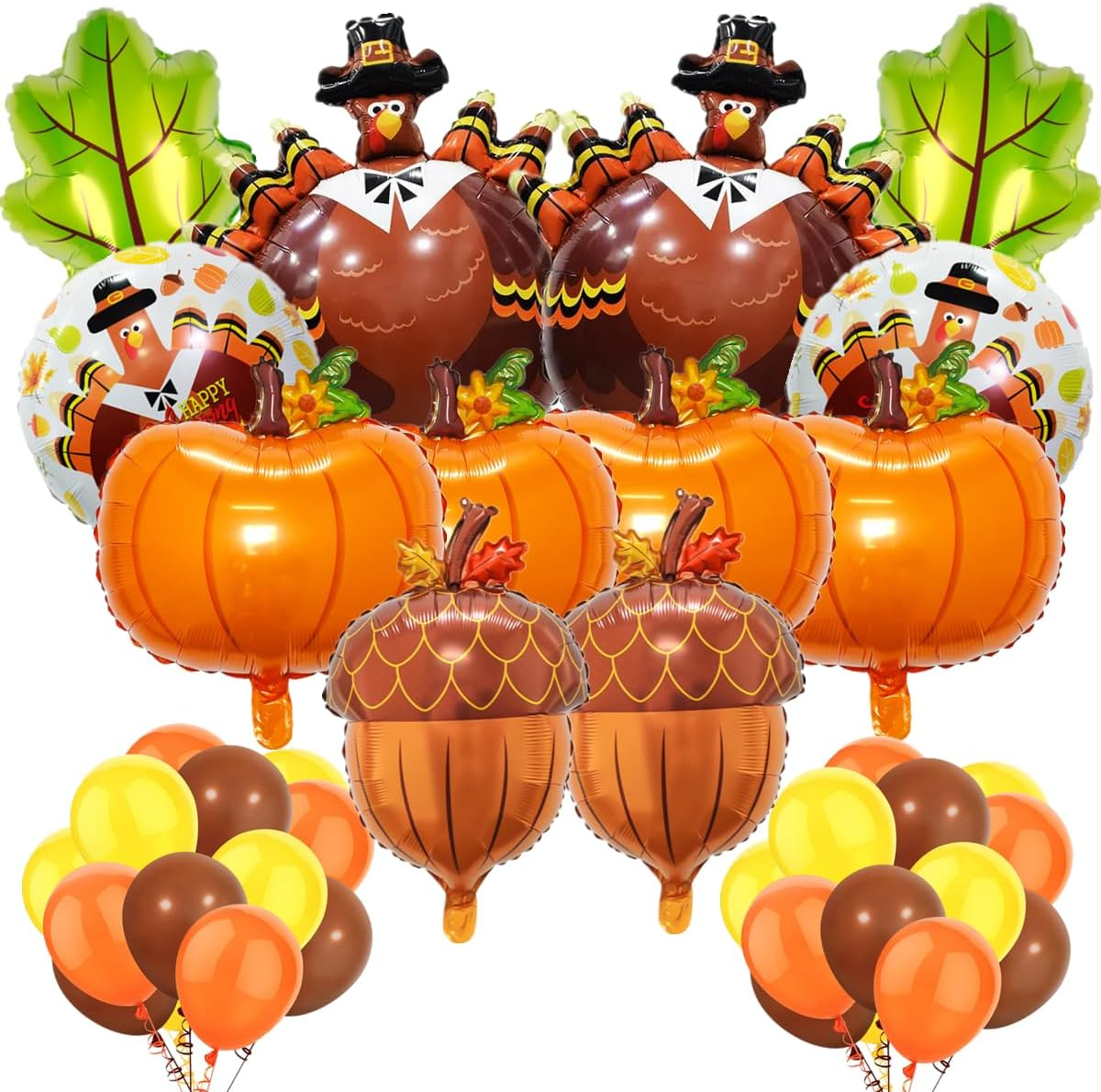 Happy Thanksgiving Balloons - Big Turkey Maple Leaves Pumpkin Balloons for Fall Decorations (Turkey Pack-27Pcs) image number 3