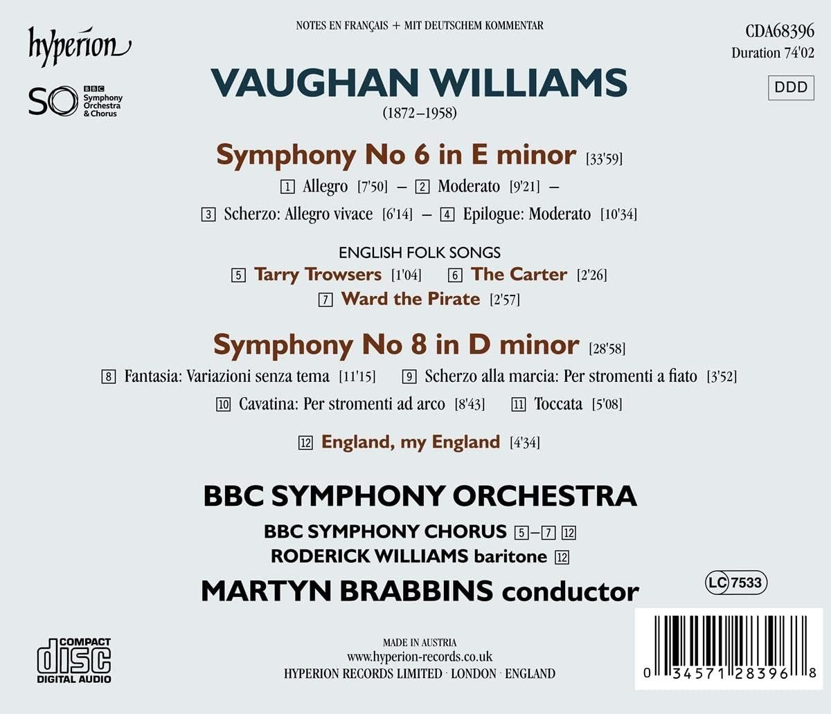 Vaughan Williams: Symphonies Nos. 6 & 8 image number 1