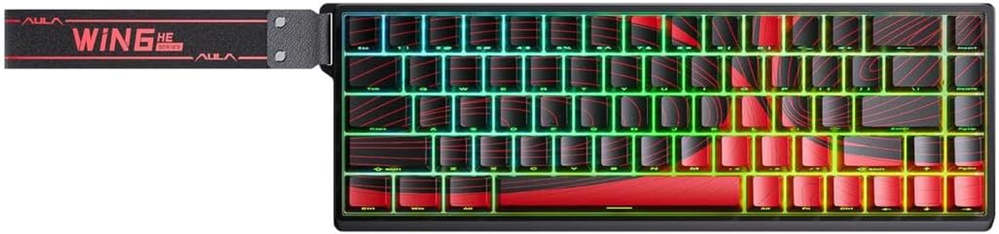 AULA WIN68HE 65% Hall Effect Magnetic Switch Keyboard, Ultra-Fast Wingchun or Graywood Switches, 8K Polling Rate, RGB Backlight, Beast Mode for Unmatched Speed and Precision (Black+Red)