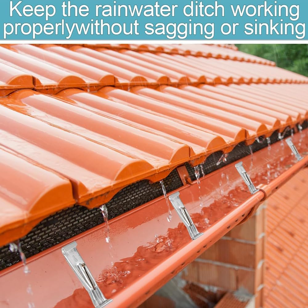 10 Pack Heavy Duty 5" Hidden Gutter Hangers - Quick Screw K-Style Aluminum Gutter Brackets with Pre-Inserted Rust-Resistant Screw, Hex Drill Bit - Secure Outdoor Rain Gutter Clips for Home Improvement image number 4