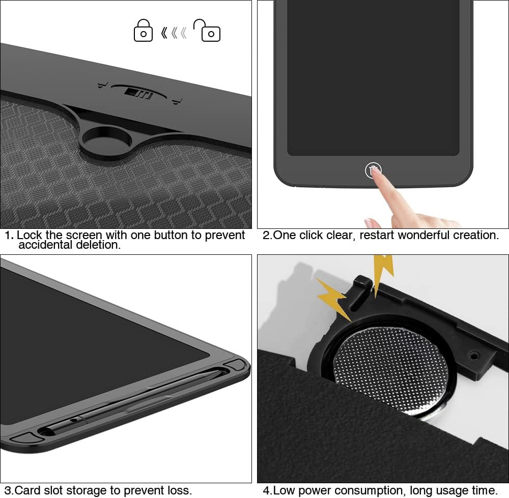 [2 Pack] TIQUS LCD Writing Tablet Pad 9.25 Inch Ewriter Electronic Board and Memo Notes for and Adults at Home School and Office Middle Stylus [Black] image number 2