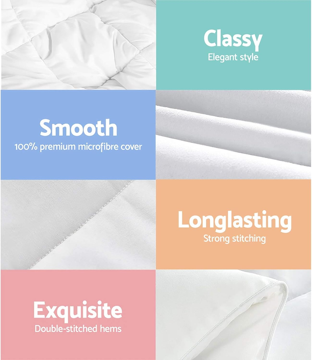 Giselle Bedding 400GSM Microfibre Bamboo King Quilt, Quilts Cover Winter Comforter Duvet Blanket for Home Bedroom Bed Travel, Highly Breathable Pure Soft White image number 1