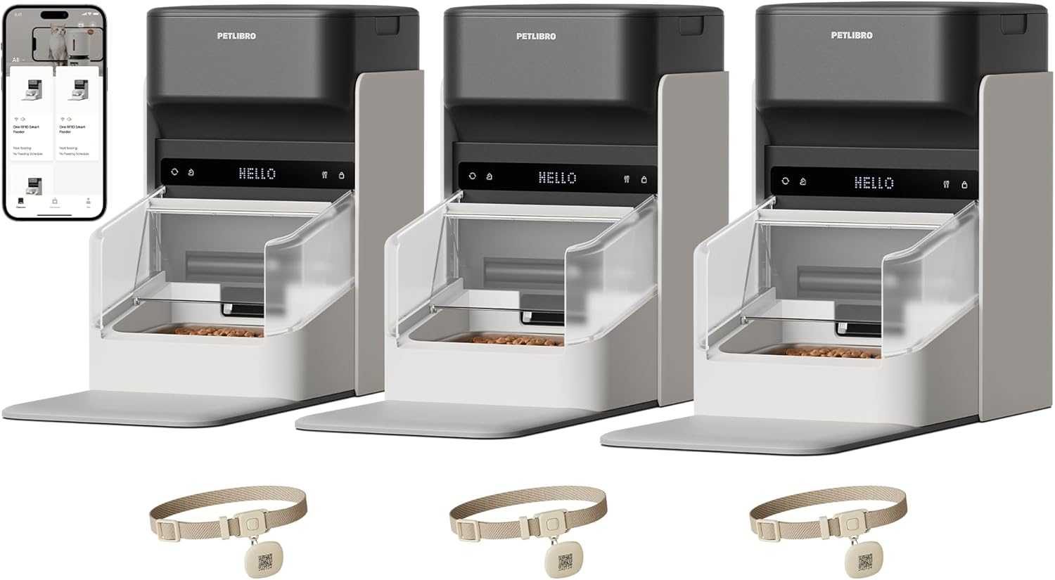 PETLIBRO RFID Automatic Cat Feeders for 2 Cats, Collar Sensor for Personalized Meals, Cats Recognition to Stop Food Stealing, Diet Tracking for Multi-Pet Homes and Different Diets, Wifi Food Dispenser