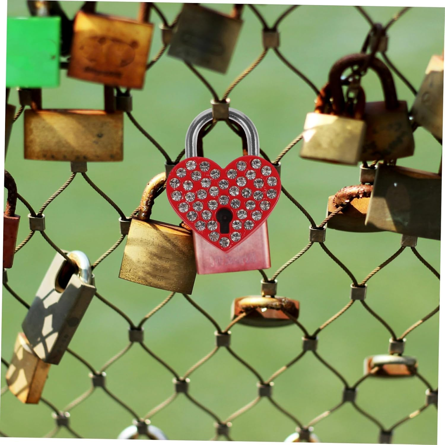 WHAMVOX 2Sets Heart Shaped Lock Keys Locks Small Padlock Couple Travel Padlocks for Luggage Suitcase and Backpack Locking image number 2