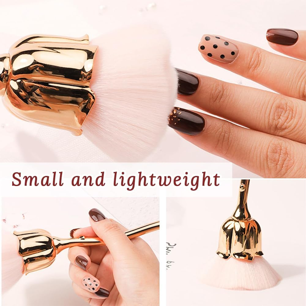 4-Pack Rose Flower Nail Art Powder Dusting Brush, Large Nail Trimming Cleaning and Makeup Blush Tool for Loose Powder, Makeup, Loose Powder Brush and Nail Dusting Brush image number 5