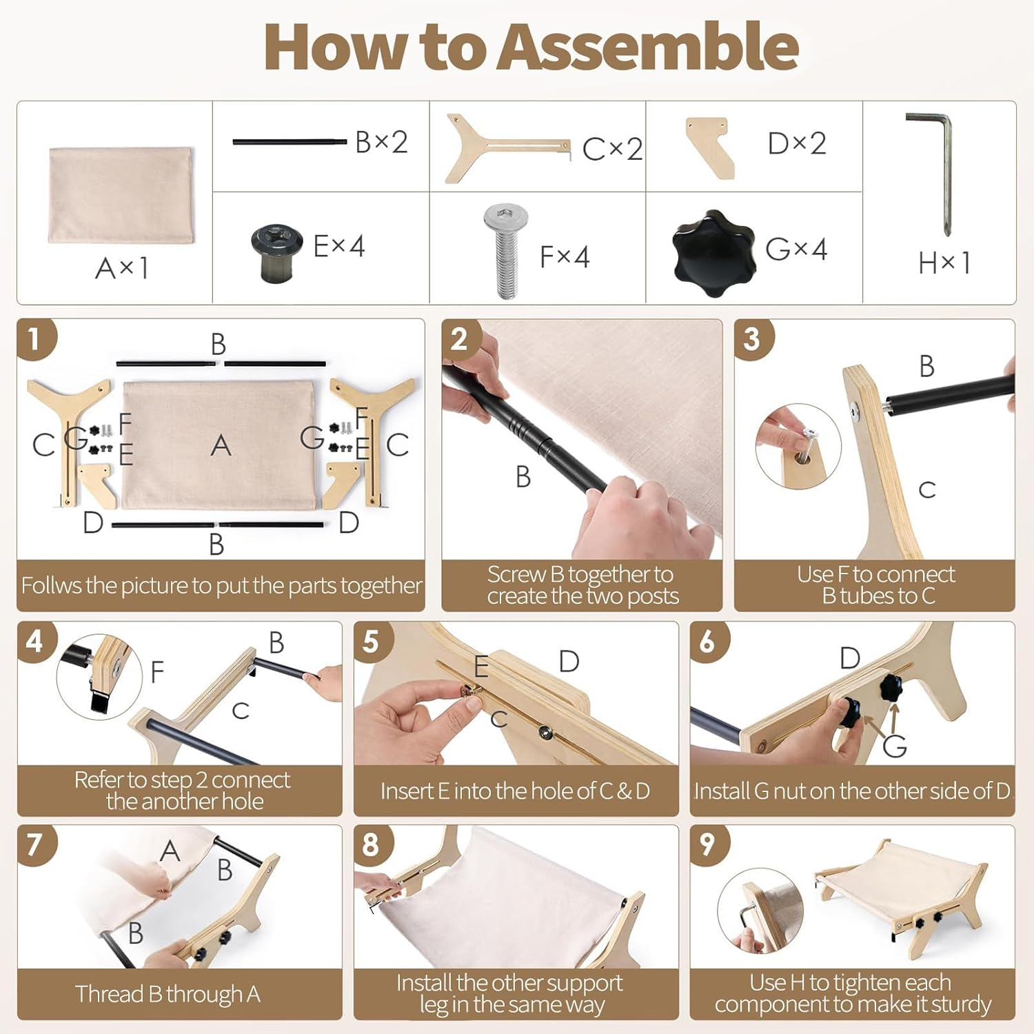 Cat Sill Window Perch Hammock Window Seat with Cushion Bed Cover, Wood & Metal Frame for Large Cats, Easy to Adjust Cat Bed for Windowsill, Bedside, Drawer and Cabinet image number 6