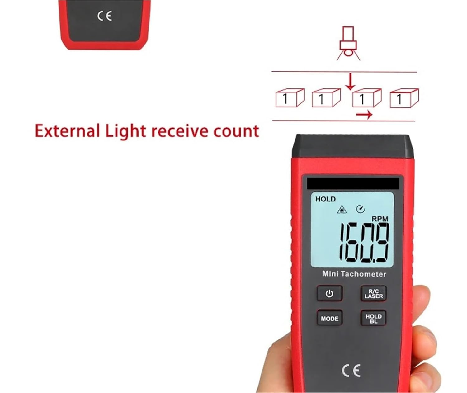 Mini Digital Tachometer Non-Contact Tachometertachometer Odometer Backlight image number 3