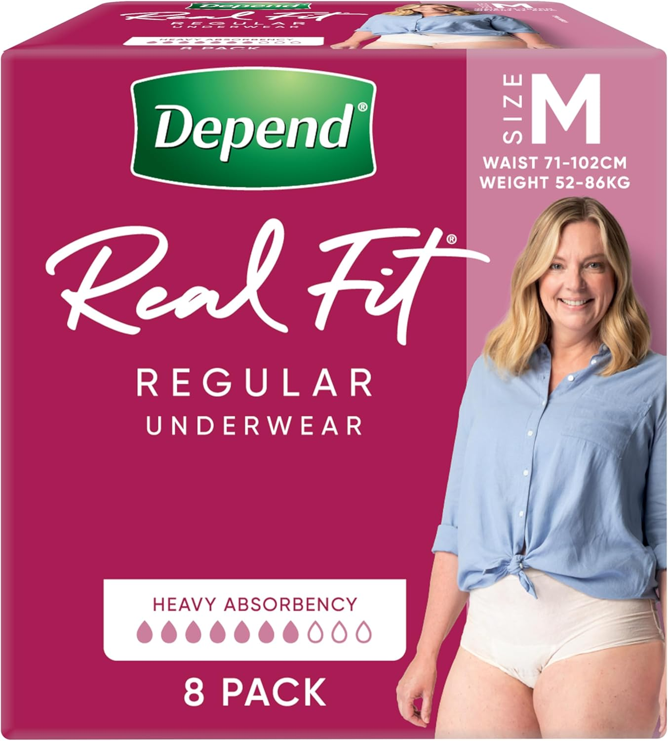 Depend Real Fit Moderate Absorbency Underwear for Women, Medium (Pack of 8) image number 4
