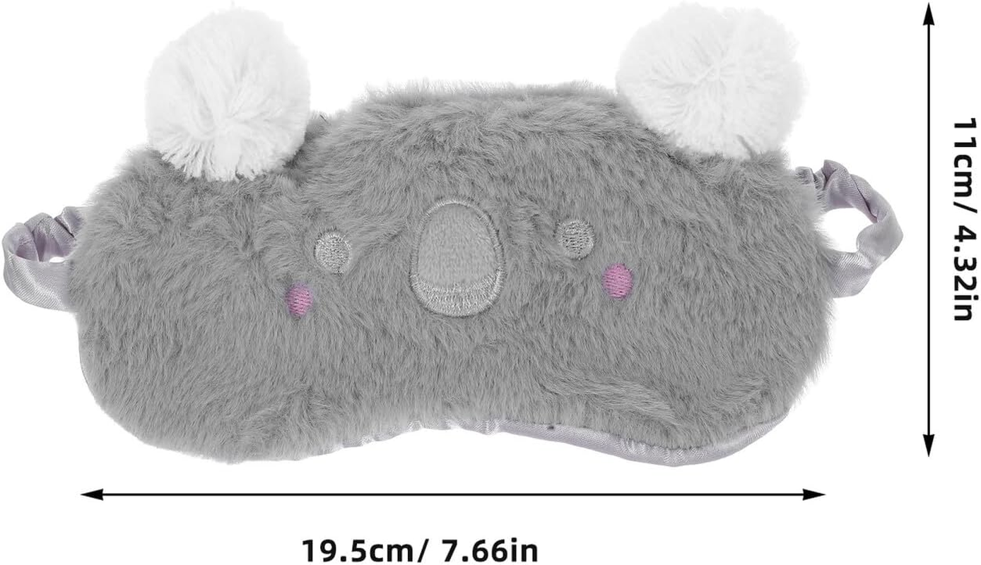 SEWACC Fluffy Cute Koala Eye Mask for Sleep, Breathable Plush Sleeping Mask for Women and Youth, Gray Light Blocking Eye Cover for Travel and Relaxation image number 3