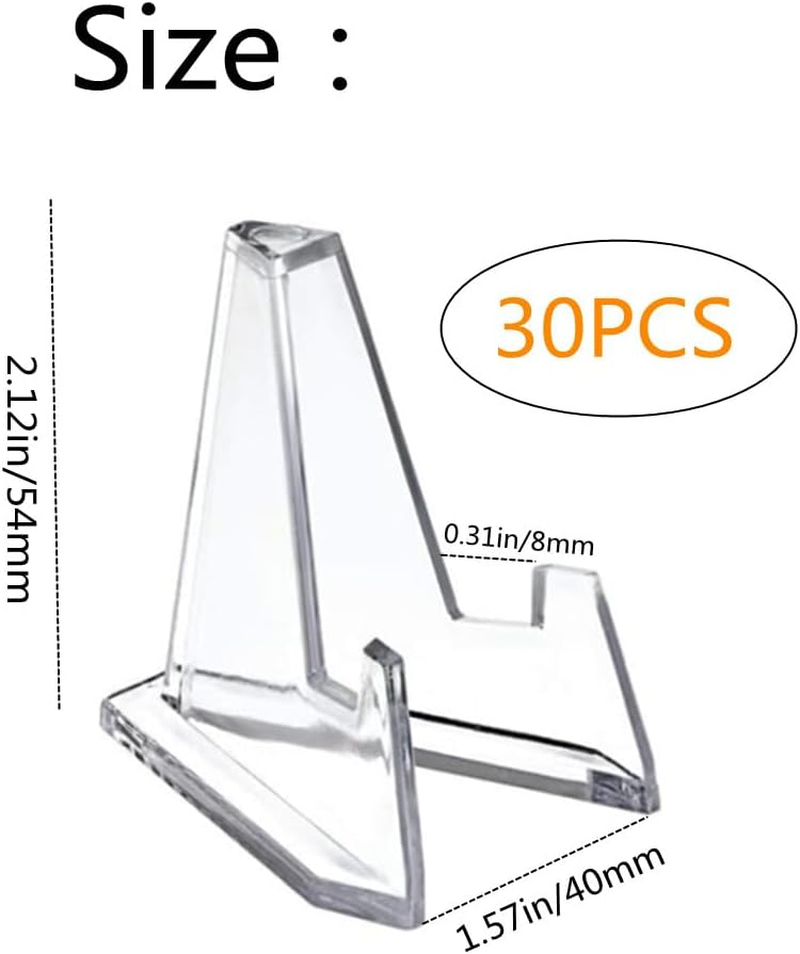 30 Pcs Mini Clear Acrylic Easel Stands, 2.12 Inch Coin Display Stand Card Stands,Display Easel Holder for Displaying Coin, Medal, Card,Pocket Watches Capsules Challenge Medals Casino Chips image number 3