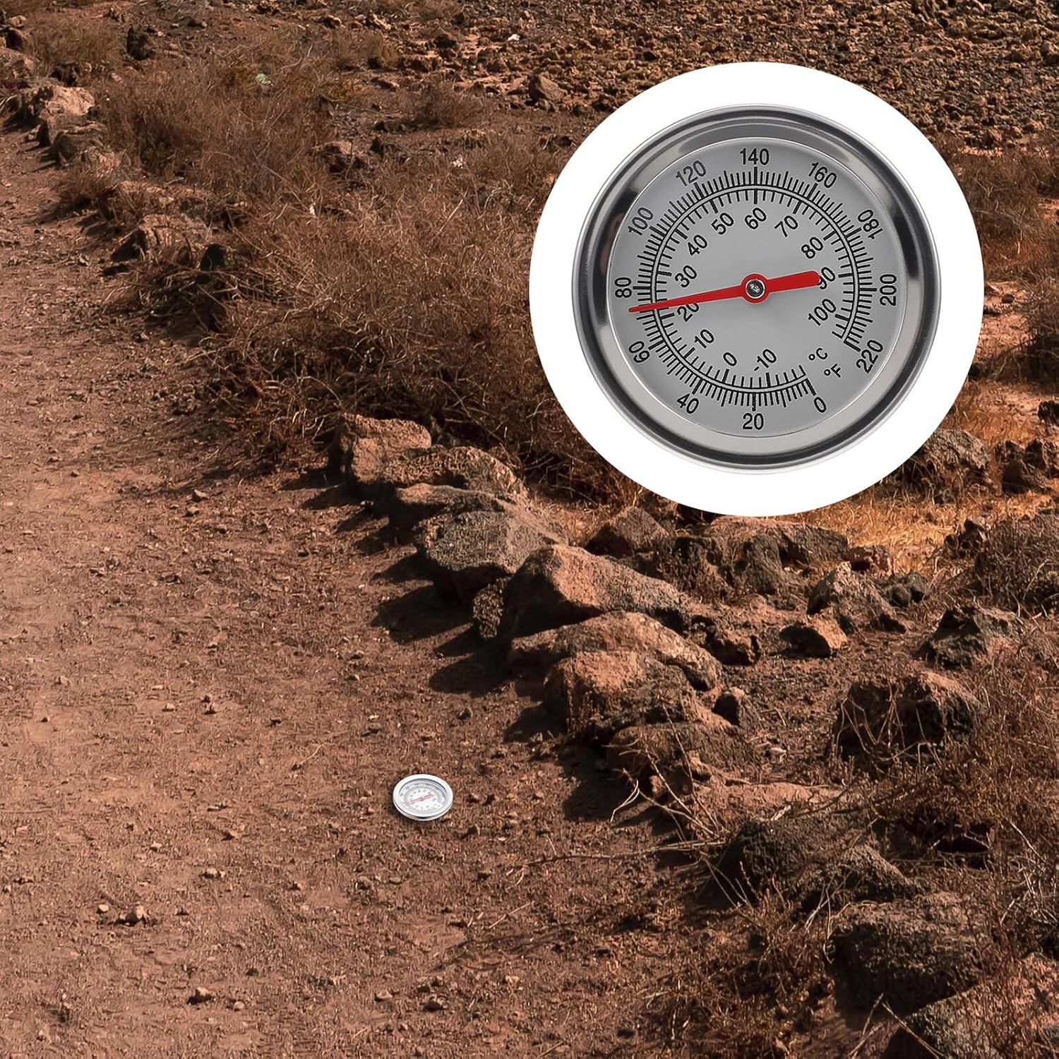 Bestonzon Stainless Steel Soil Compost Thermometer with Probe Accurate Ground Temperature Detector for Gardening Food-Grade Temperature Sensor for Plant Growth Lightweight image number 2