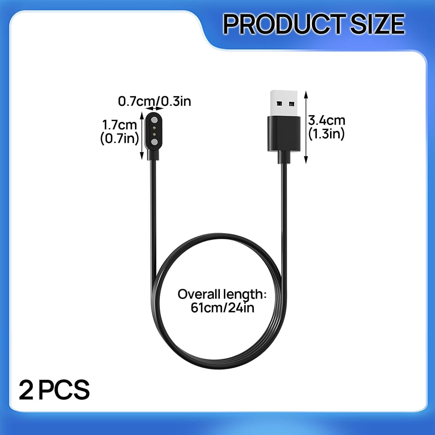 2Pcs Watch Magnetic Charging Cable, Smart Watch Charging Cable, Magnetic Charger Cable, Charging Cable Smart Watch Compatible with Fitpolo, Smart Watch Charger Compatible with IDW13/IDW16/IDW19 image number 4