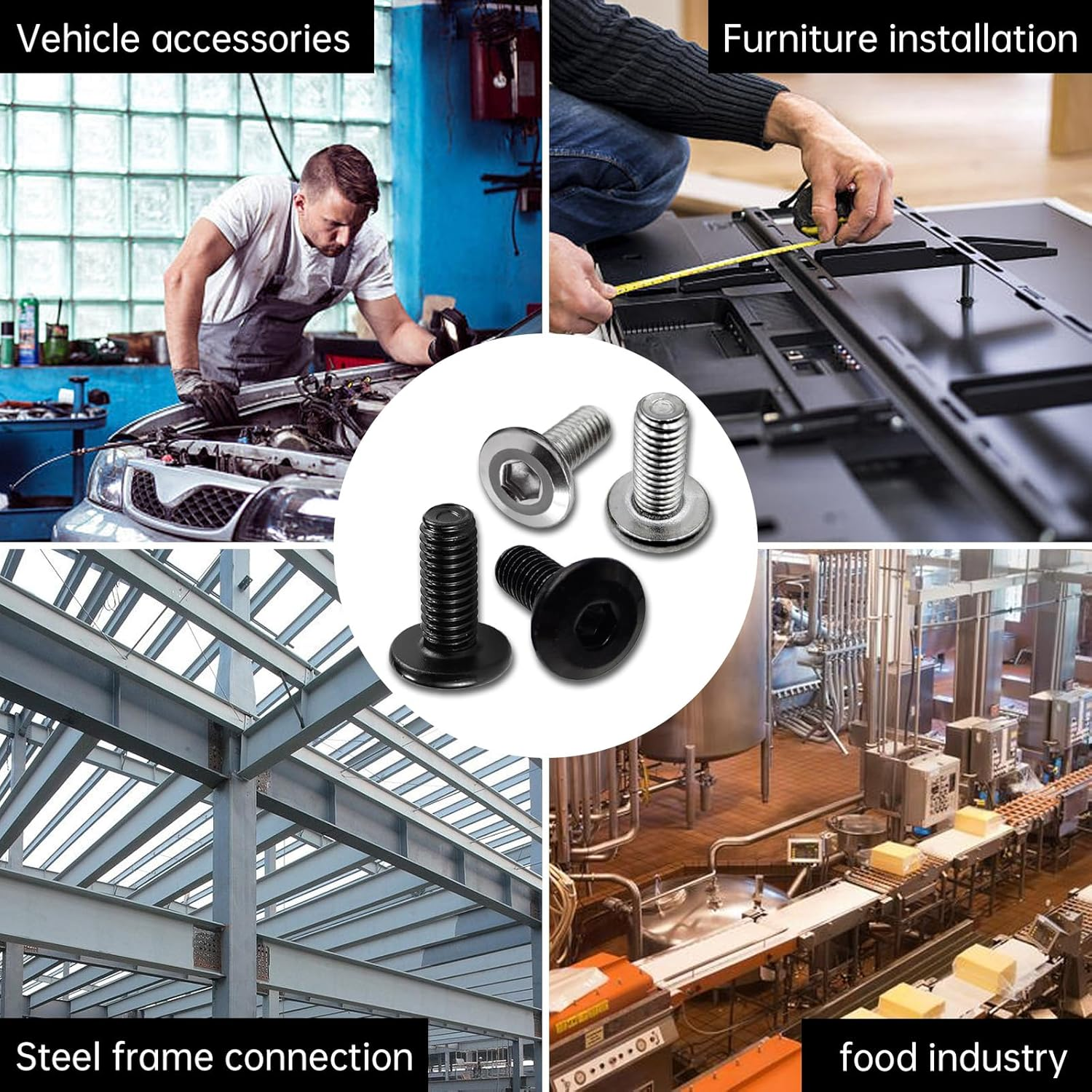 Wlzll 30Pcs M6 X 15Mm 304(18-8,A2-70) Stainless Steel Flat Head Hex Socket Cap Screws, Full Thread, with Hex Key, for Furniture, Office, Garage, DIY Projects, Silver image number 1