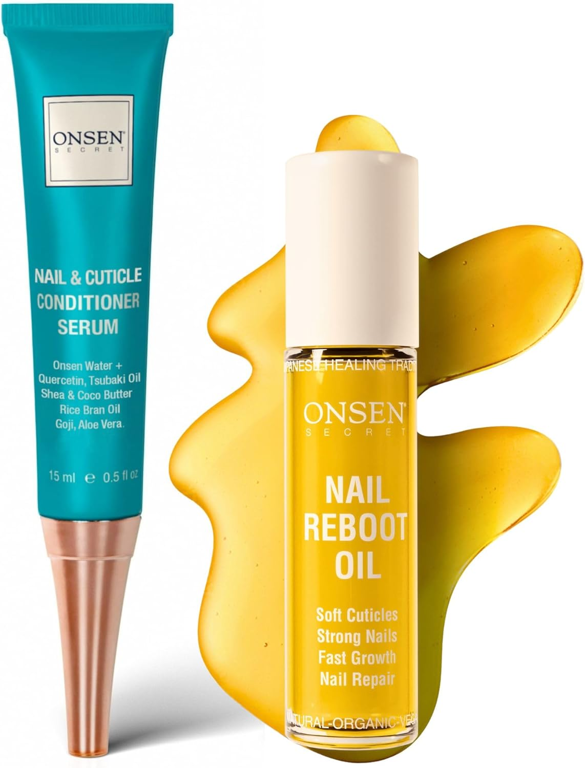 Onsen Secret Nail Reboot Duo - Treatment for Damaged Nails - Natural Nail Care & Cuticle Repair - Visible Results for Perfect Nails, Cuticle Conditioner Cream 15Ml & Nail Reboot Oil 10Ml image number 2
