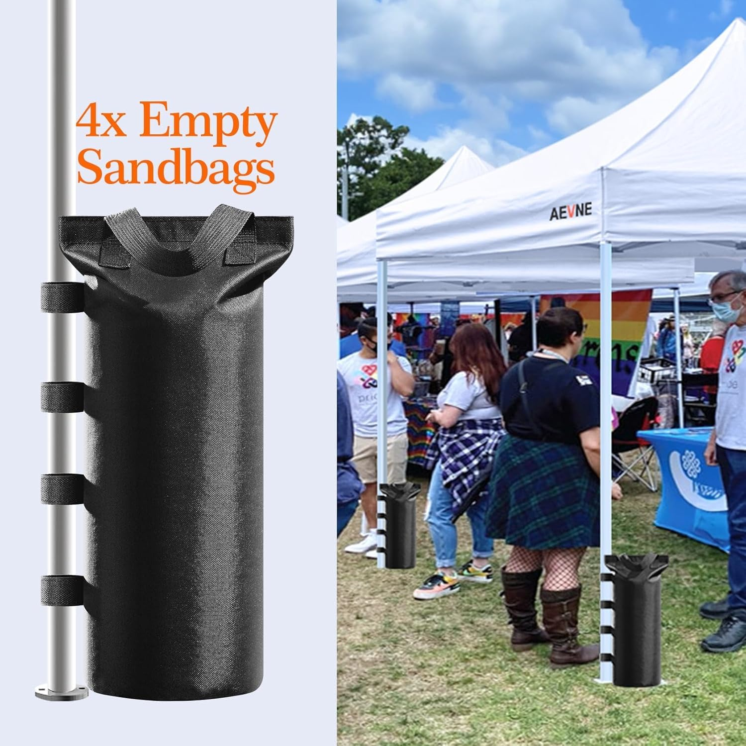 Canopy Weights (130 LBS) Set of 4, Tent Weights Sand Bags for Canopy Legs,Heavy Duty Bags for Outdoor Advertising Tent Shade Fixed Windproof Sandbags(Without Sand,Black)