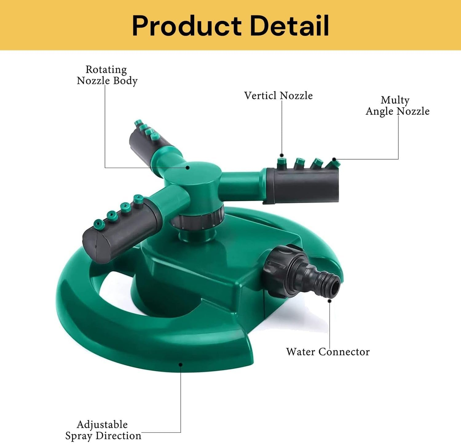 EZONEDEAL 360 Degree Automatic Rotating Garden Sprinkler | Lawn Sprinkler for Yard | 3 Arm Water Sprayers (Blue) image number 3