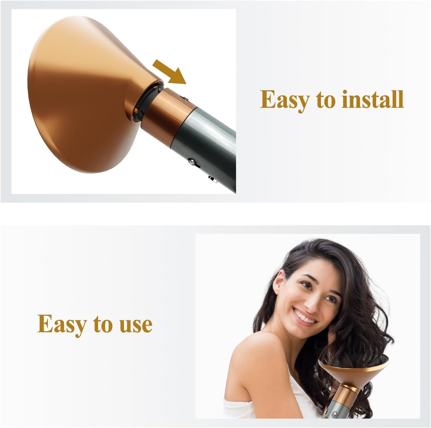 YTCHYYSK Large Diffuser Attachment Compatible with Dyson Airwrap, Upgraded Bigger Diffuser Nozzle to Dryer Faster and Define Curls Hair, Gold image number 6