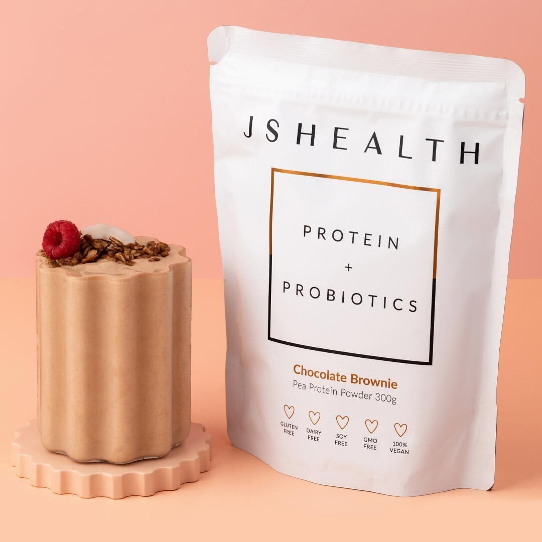Jshealth Pea Protein Powder with Probiotics - Chocolate Brownie Flavour |Gluten Free | Dairy Free | Free from Refined Sugar and Artificial Sweeteners (300 G Pouch) image number 2