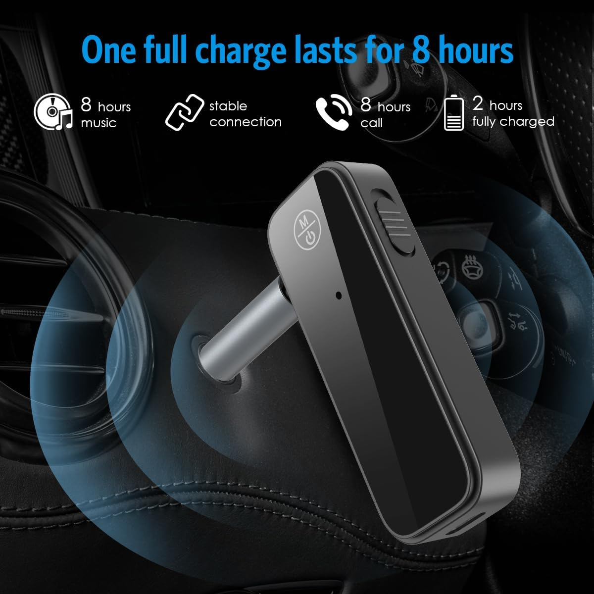 (Newest) Aux Bluetooth 5.0 Adapter for Car, Bluetooth Receiver for Car Home Stereo System and Headphones, Bluetooth Aux Adapter, 2 in 1 Wireless Bluetooth Transmitter and Receiver for Hands-Free Call image number 1