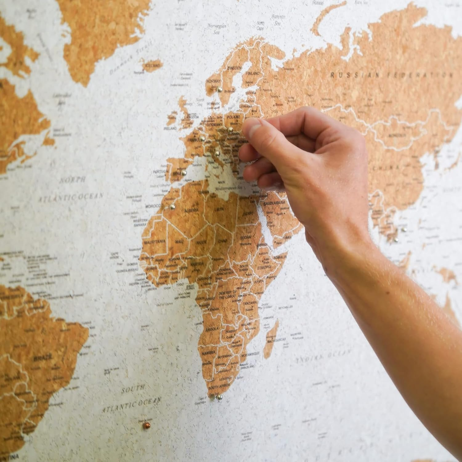 Splosh TVB03 Travel Board World Map, Small, Beige/White image number 5