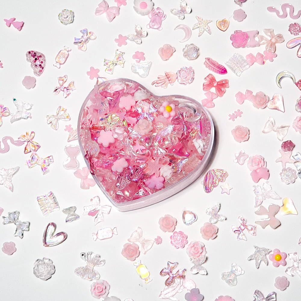 300 Pcs 3D Pink Nail Charms Y2K Kawaii Crystal for Nail Decor, Cute Bow Heart Star Moon Nail Gems Set, Nail Charms and Gems, Gifts for Women - Crystal Butterfly And Ribbon image number 7