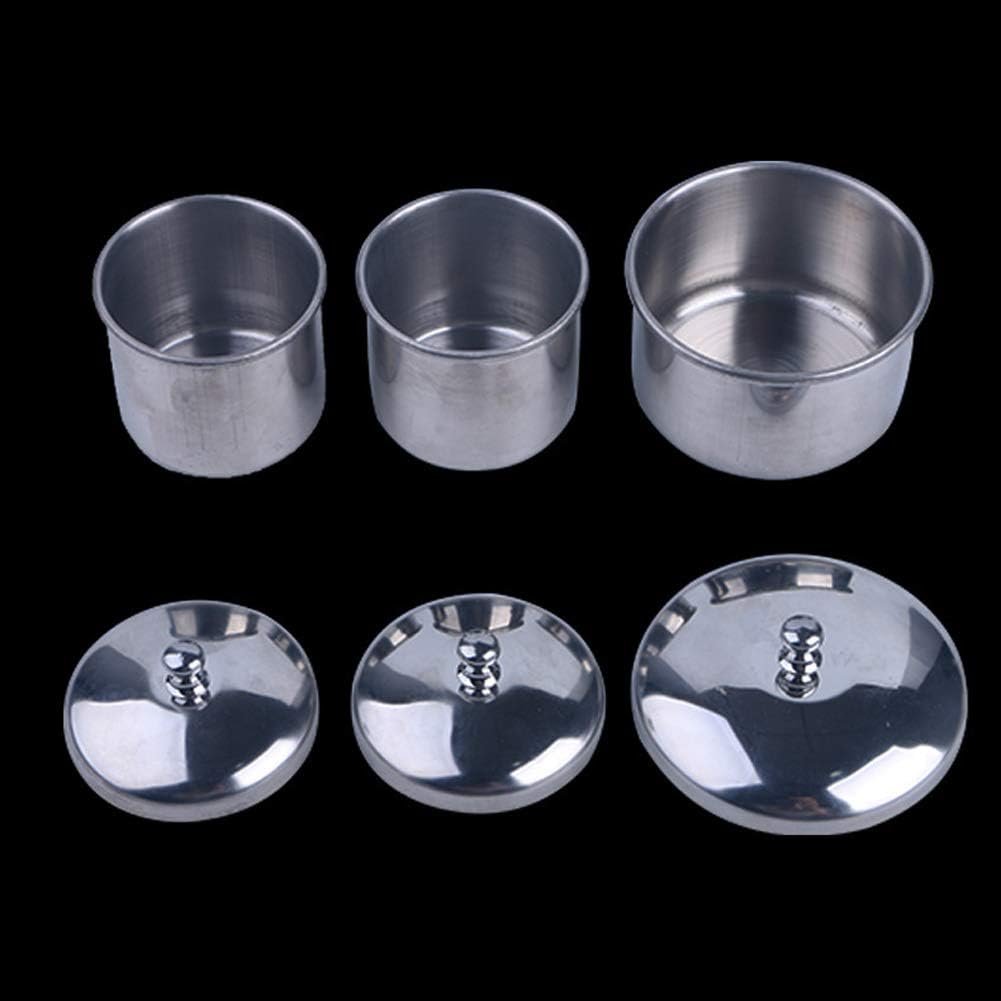 3 Pieces Nail Art Dappen Dish Stainless Steel Nail Art Acrylic Powder Liquid Cup with Lid Dappen Cup Nail Liquid Container Acrylic Nail Tips Cup Dappen Dish Nail Art Tools Liquid Powder Cup Dish Pot image number 3