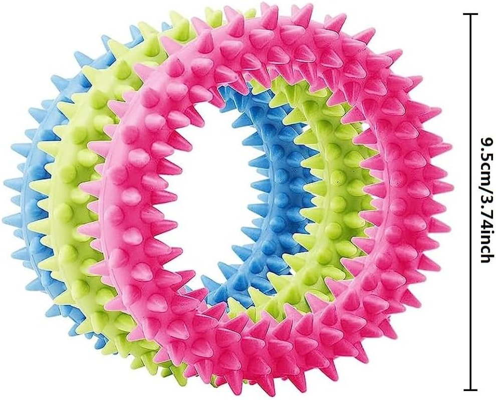 KOMUNJ 3 Pieces 360&deg; Clean Pet Teeth and Soothing Itching Small Dogs Puppy Toy Ring Rubber Dog Chew Toy Oral Health Puppy Interactive image number 1