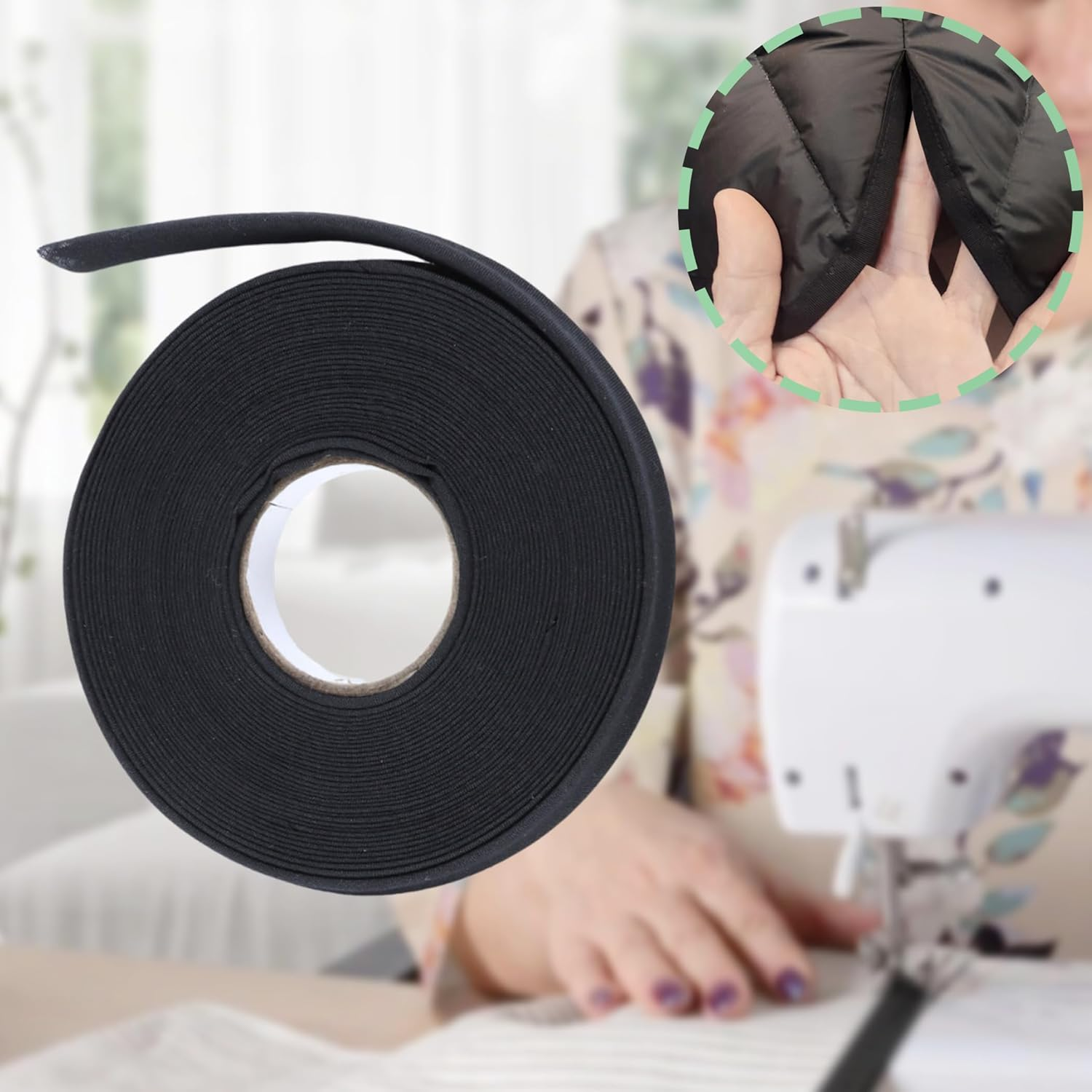 1/2 Inch Double Fold Bias Tape, 10 Yards Bias Binding Tape Fabric Tape for Sewing Hemming Seaming Quilting Piping (Black) - White image number 5