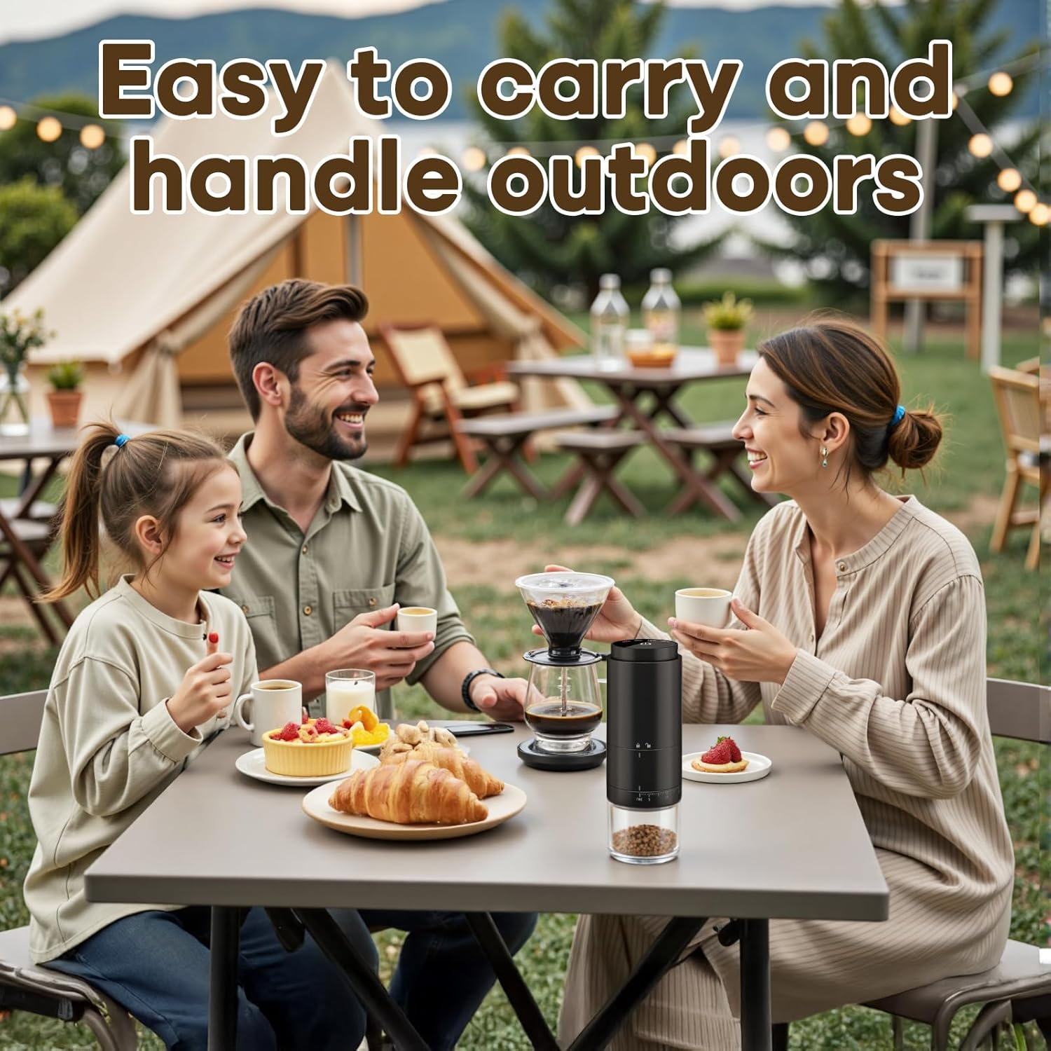 NNAKLLI Portable Electric Coffee Grinder - Stainless Steel Burr Mill, Rechargeable, Cordless Coffee Grinderfor Traveling, Camping, Office - 38 Adjustable Grind Settings image number 5