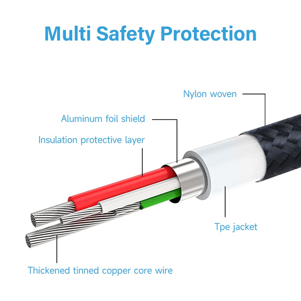 Nokia Pro Cable P8200A Braided USB C Cable, Type a to USB C Fast Charger [Thickened Copper Core] [Real 6A High Current] Fast Charge Cord for Samsung, Nokia Switch and All Type C Devices-Blue image number 4
