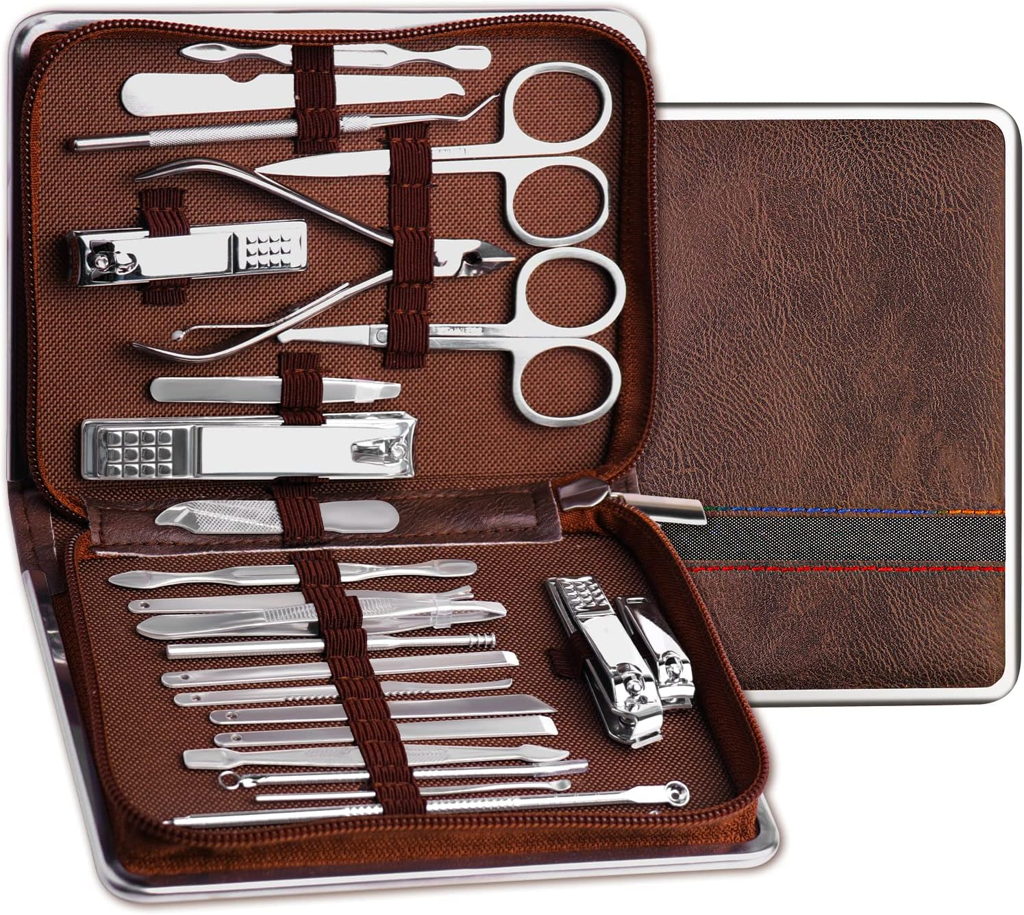 Professional Manicure Kit - 26 in 1 Pedicure Kit with Nail Clippers, Stainless Steel Nail Care Set for Women - Pink