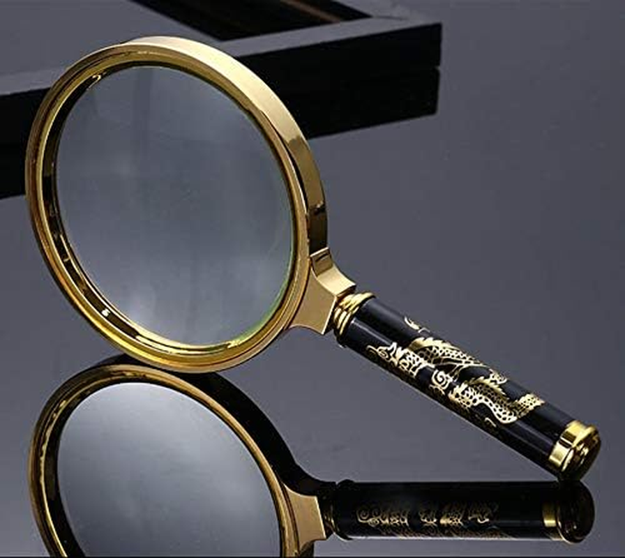 Magnifying Glass 6X + 8X Magnification Magnifier Handheld Magnifier for Science, Reading Book, Inspection. (6X Gold) - Gold image number 6
