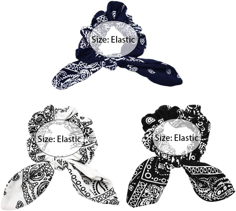 Scrunchy Hair Ties Bandana Hair Bow Ribbons for Women Bunny Ear Scrunchies for Women Girls Ponytail Holder image number 1