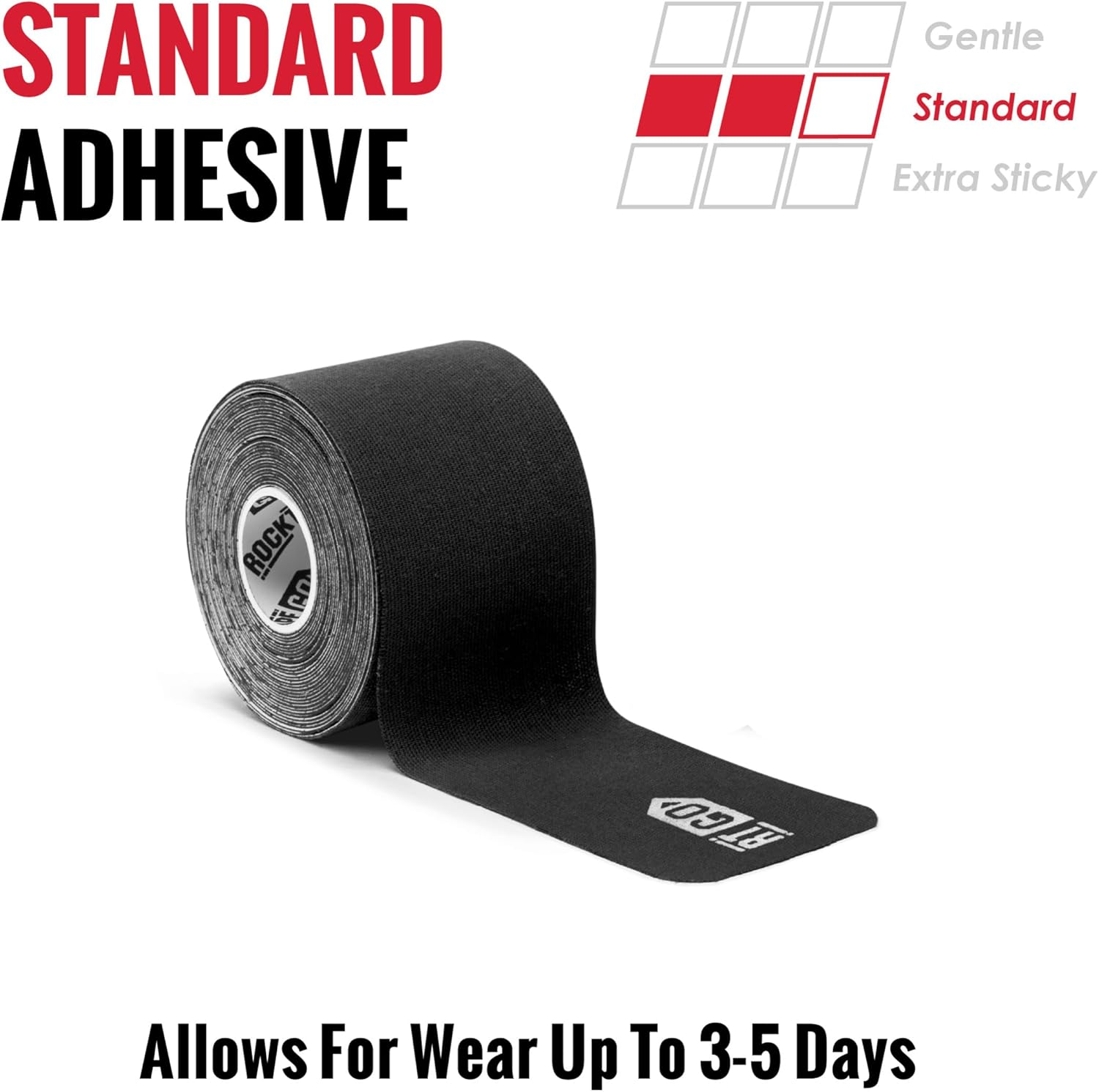 Rocktape Go Standard Adhesive Pre-Cut Kinesiology Tape, Black image number 5