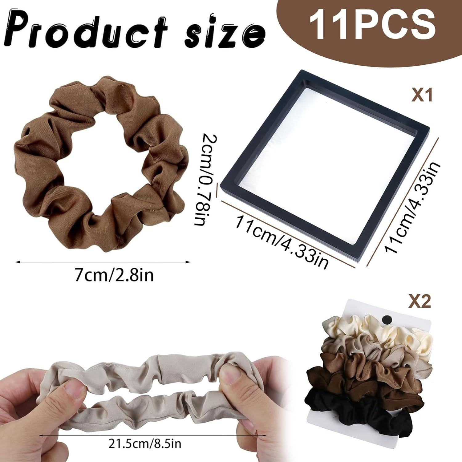 PMELCXD Satin Hair Scrunchies Set - 10 Pieces Silk Hair Bobbles with Storage Box for Women and Children image number 5