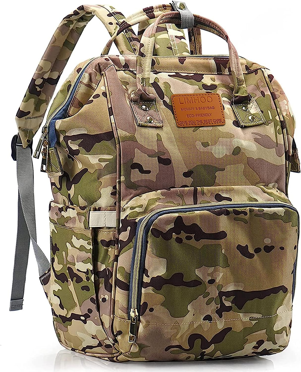 Limhoo Diaper Bag Backpack for Men Dad, Waterproof Large Canvas Camo Nappy Bags, Baby Care Bag