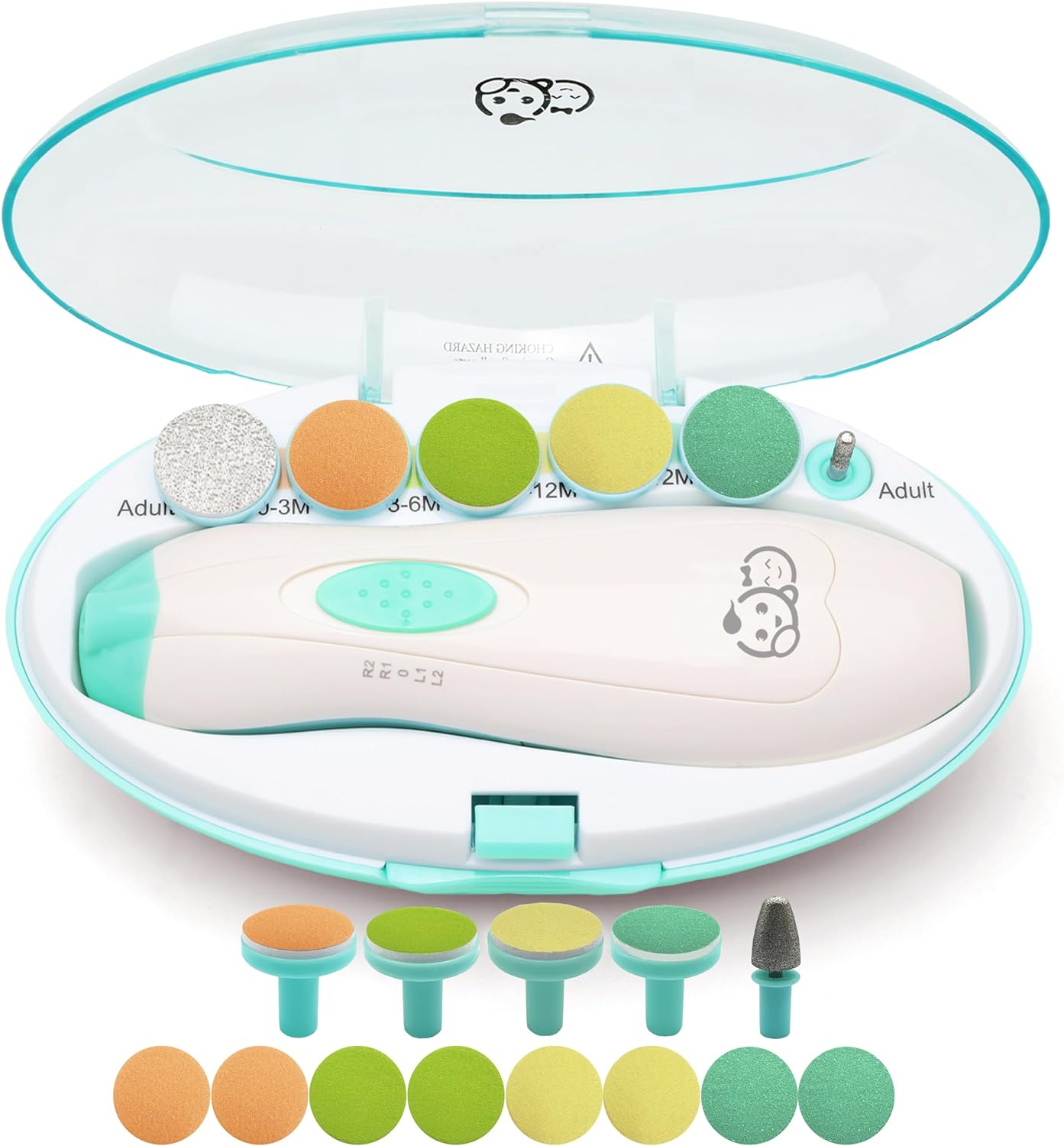 Baby Nail Trimmer 6 in 1, Royal Angels Baby Electric Nail File, Baby Grooming Kit Manicure Set for Toddler and Adults, Newborn Toddler Toes & Fingernails Nail Care Kit (Babyblue)