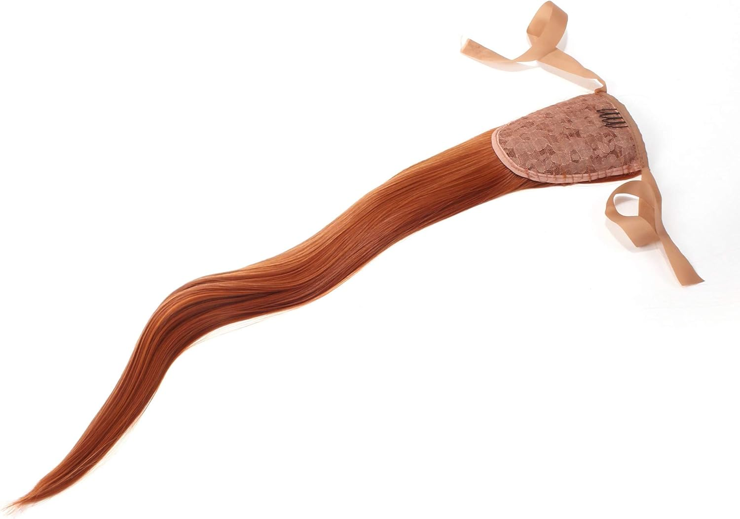 Prettyland 60 Cm Static-Free Long Hair Straight Ponytail One-Piece Clip-In Hairpiece Extensions Orange Copper Red R01