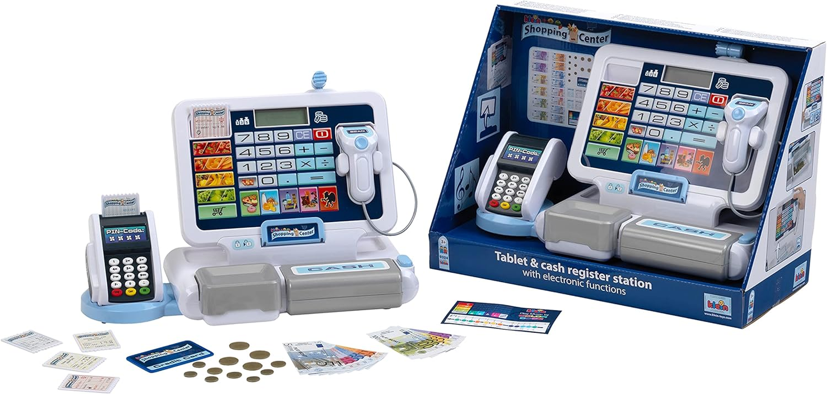 Theo Klein 9324 Tablet Cash Station I Play Cash Register with Sound and Detachable Tablet, POS Terminal, Scanner and Play Money I Toys for Children Aged 3 and Over image number 1