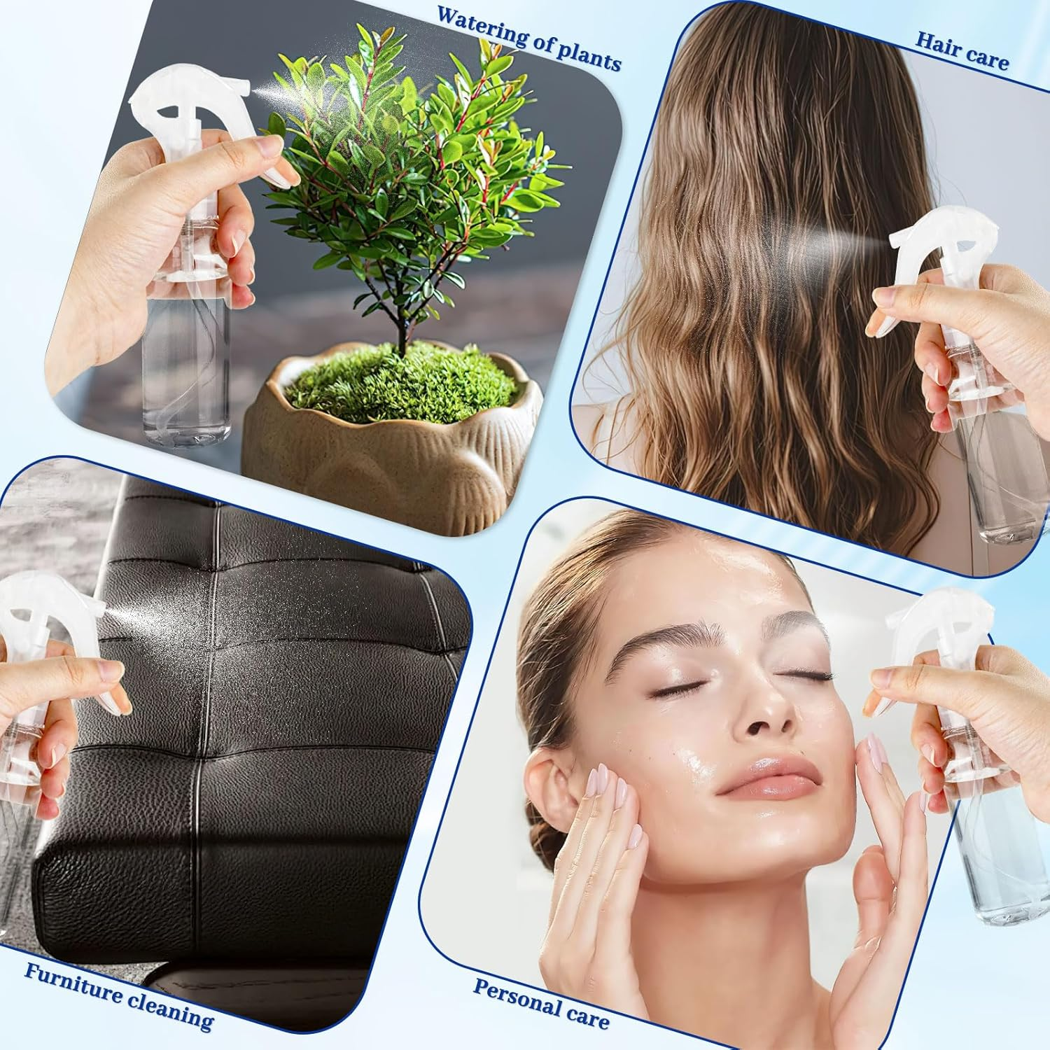 6 PCS Small Spray Bottles, 100Ml/3.38Oz Plastic Spray Bottles, Refillable Mini Empty Bottle Set, Clear Fine Mist Travel Mini Bottle with Adjustable Knob for Essential Oils Water Squirt (Transparent) image number 3