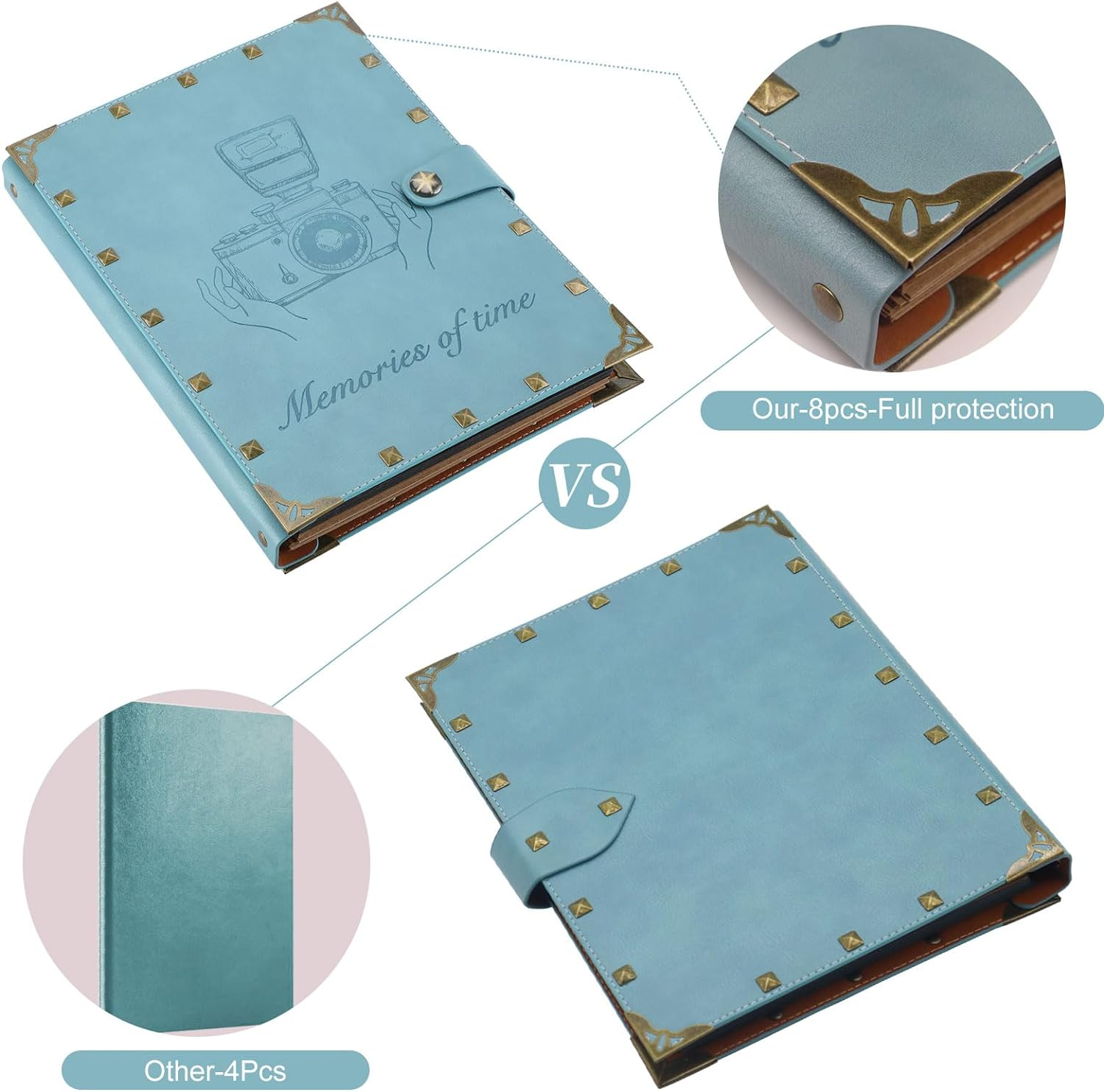 Leather Scrapbook Album 60 Pages Love Memory Photo Book Album 8.5X11 Inch, Scrapbooking Supplies Kits for Couples Anniversary Vintage Travelling Scrapbook Family Scrap Book image number 5